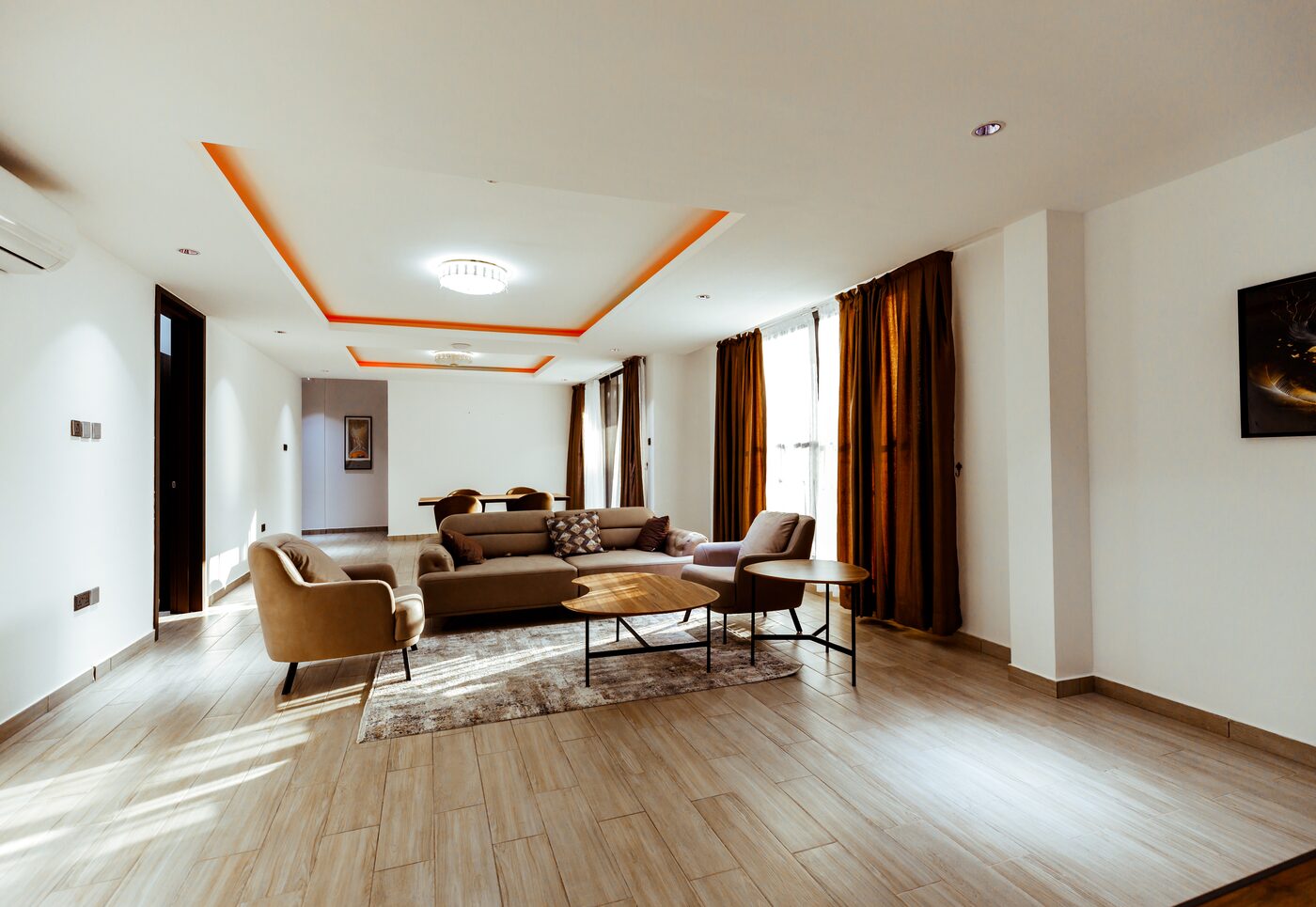 Elegant furnished living room in a Veronique Heights apartment